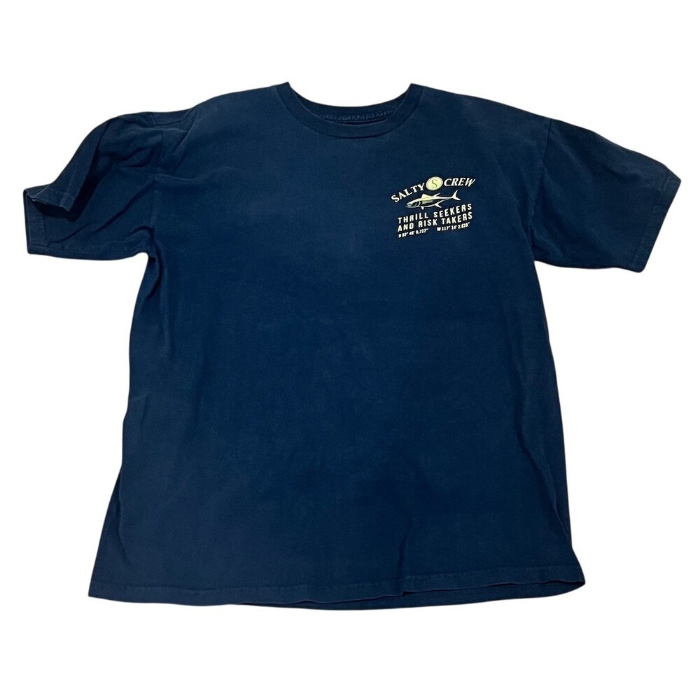 Salty Crew T-Shirt Men's S Navy Blue Tuna Graphic Short Sleeve Crew Neck